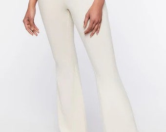 White high- rise flare legg pants. large