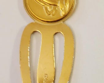 Vintage goldtone prayer hands bookmark, Italian
