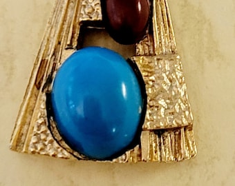 Faux turquoise and Carnelian Vintage pendant,