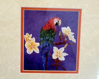 Mixed media artwork, handcut double matted reproduction art, Jamaican artist,  jamacian artwork