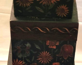 Set of 3 Bob's boxes vintage nesting boxes with sunflower and floral design by Susan A. Winget