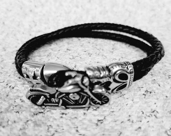 Men's braided leather bracelet