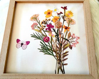 Set of mix media wall hangings. paint and embroidery on canvas. 10" x 10" each.
