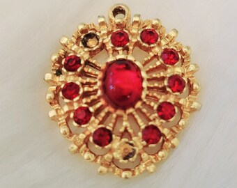 Vintage red rhinestone pendant