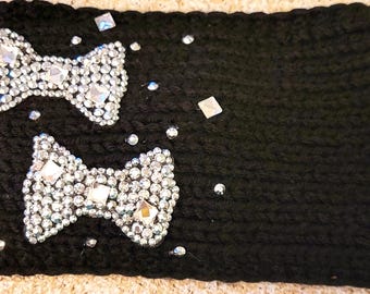 Large black blinged headband
