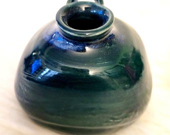 Dark green mini ceramic vase