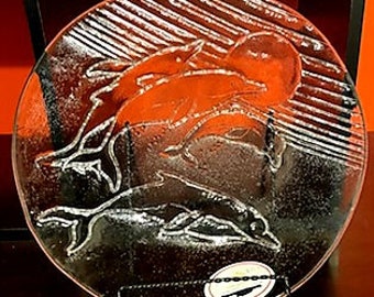 Glass platter. dolphin plstter