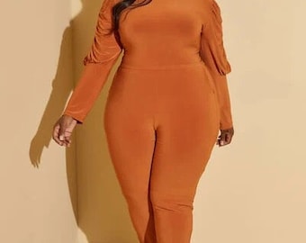 plus size rust color jogger jumpsuit, size 22/24