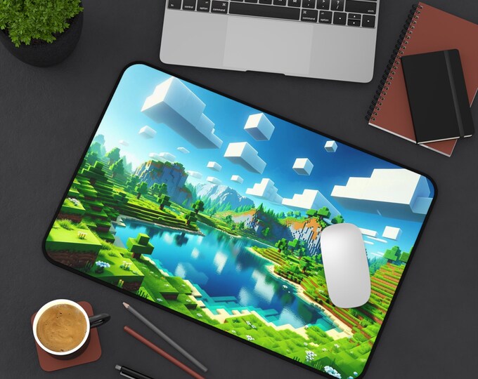 Minecraft-Inspired Large Desk Mat - Perfect for Gamers and Builders