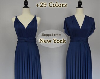 Midnight Blue honeymoon dress, infinity dress, ball gown, Bridesmaid dress, infinity convertible maxi dress, short dress for wedding