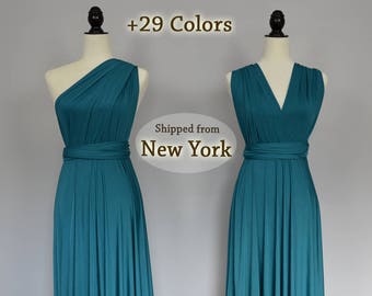 Teal green Wrap dress convertible bridesmaid dresses, infinity dress, sororities dress, infinity bridesmaid dress, prom dress, Ball gown