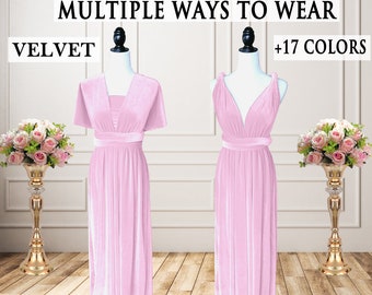 Velvet Dress Blush Pink Velvet Bridesmaid Dress Velvet Infinity Dress Velvet Convertible Dress Velvet Multiway Dress Velvet Multi wrap dress