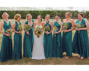 Teal green Wrap dress convertible bridesmaid dresses, infinity dress, sororities dress, infinity dress, prom dress, Ball gown