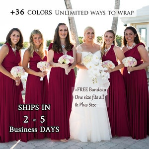 Burgundy Bridesmaid Dress Convertible Dresses Infinity Dress, ball gown, party dress, Coktail Dress, Prom Dress, Maroon Maternity Dress image 2