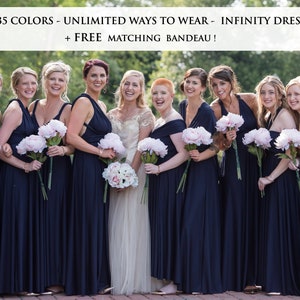 Bridesmaid Dress, Navy infinity Dress convertible dress, Navy Blue Maxi Bridesmaid Dress, party dress, prom dress multiway dress