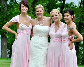 Baby Pink Bridesmaid dress, light Pink infinity dress, convertible dress, maternity gown, party dress, prom dress