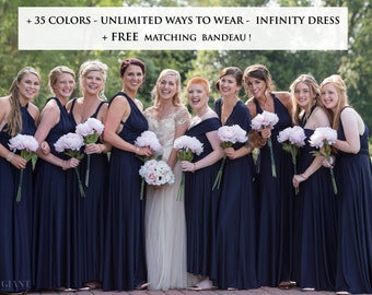 Bridesmaid Dress, Navy infinity Dress convertible dress, Navy Blue Maxi Bridesmaid Dress, party dress, prom dress multiway dress