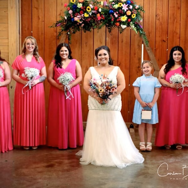 Fuchsia party dresses, hot pink convertible bridesmaid dresses formal dress, infinity convertible dress Maternity Dress plus size & petite