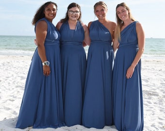 Steel Blue Bridesmaid Dress, infinity dress, Multiway Dress, Convertible dress, Multi Wrap dresse cocktail dress