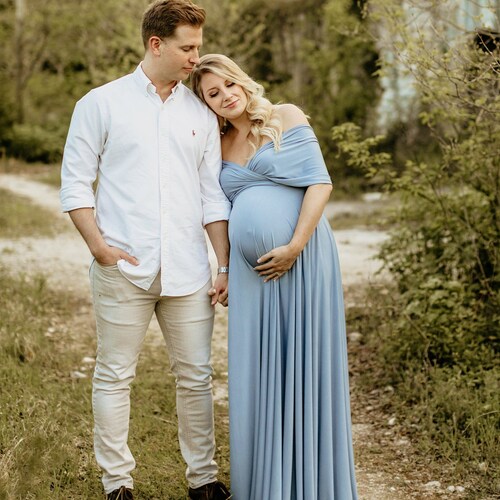 light blue dress maternity