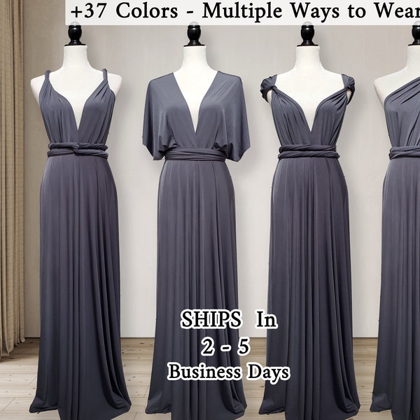 Charcoal Grey infinity dress, bridesmaid dress, convertible dresses, twist wrap dress long, party dress sleeveless infinity dress