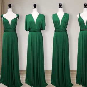 Emerald Green Bridesmaid dress, Emerald green Infinity Dress prom dress, convertible dresses Maternity Dress plus size & petite friendly image 1