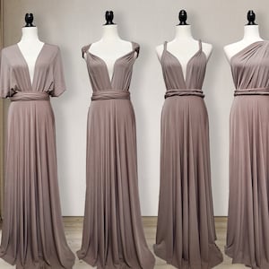 Taupe Bridesmaid dress, Mocha convertible dresses party dress infinity dress twist wrap dress long sleeveless infinity dress, Evening Dress