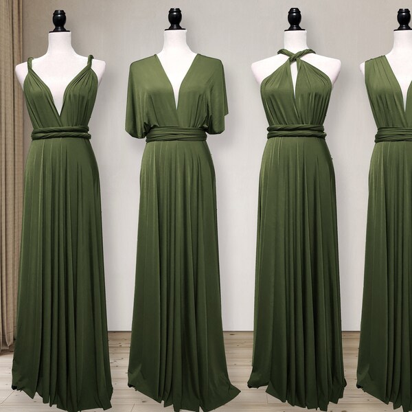 Dark Olive green Bridesmaid Dress infinity dress Convertible Dress Wrap dress Prom Dress Maternity Dress plus size & petite friendly