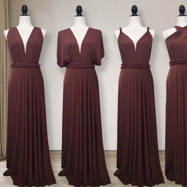 Chocolate Brown Bridesmaid dress, infinity dress, convertible dress, prom dress, multiway dress, party dress, convertible dress