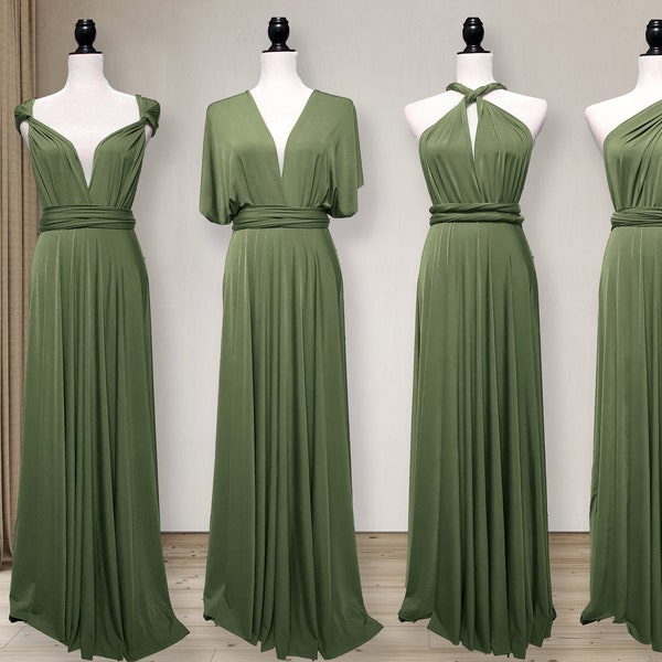 Hell olivgrün Brautjungfernkleid Infinity Kleid Cabrio Kleid Mehrwegekleid Umstandskleid