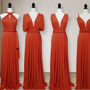 Burnt Orange Bridesmaid Dress Convertible Wrap Dress Burnt Orange