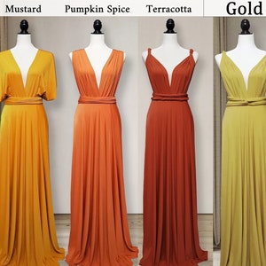 Robe de demoiselle d’honneur Robe convertible multiway Robe orange brûlée / Robe moutarde / Robe rouille / Robe terre cuite / Robe Pumpkin Spice Infinity