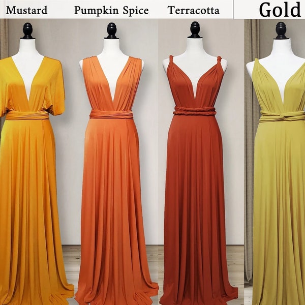 Bridesmaid Dress Multiway Convertible dress Burnt Orange Dress / Mustard Dress / Rust Dress / Terrcotta Dress / Pumpkin Spice Infinity Dress