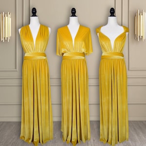 Mustard Velvet Dress Mustard Velvet Bridesmaid Dress Velvet Infinity Dress Velvet Convertible Dress Velvet Multiway Dress Plus size & Onesiz image 1