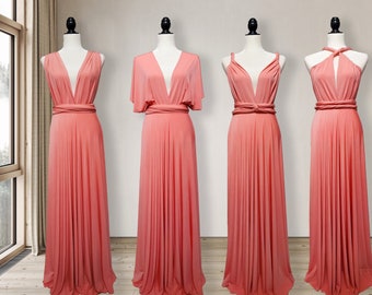 Coral knee length bridesmaid dresses shop
