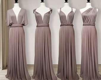 Taupe Bridesmaid dress, Mocha convertible dresses party dress infinity dress twist wrap dress long sleeveless infinity dress, Evening Dress