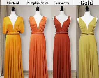 Robe de demoiselle d’honneur Robe convertible multiway Robe orange brûlée / Robe moutarde / Robe rouille / Robe terre cuite / Robe Pumpkin Spice Infinity