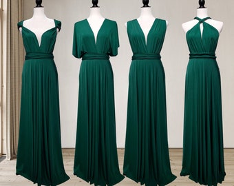 Waldgrünes Brautjungfernkleid, Infinity-Kleid, wandelbares Kleid, Multi-Way-Kleid, Umstandskleid, Übergrößen und zierlich, multifunktional