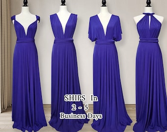 Indigo Blue Bridesmaid dress, Long Ball gown infinity dress, convertible dress, indigo multi Wrap Dress, prom dress, dress party