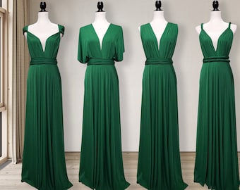 Emerald Green Bridesmaid  dress, Emerald green Infinity Dress  prom dress, convertible dresses Maternity Dress plus size & petite friendly