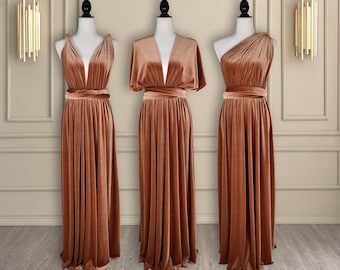 Copper Velvet Dress Copper Velvet Bridesmaid Dress Velvet Infinity Dress Velvet Convertible Dress Velvet Multiway Dress Velvet Multi wrap