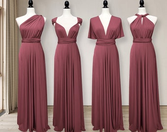 Dusky Pink Chiffon Infinity Multi Way Multi Wear Convertible Bridesmaid Dress 