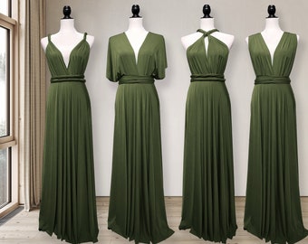 Dark Olive green Bridesmaid Dress infinity dress Convertible Dress Wrap dress Prom Dress Maternity Dress plus size & petite friendly