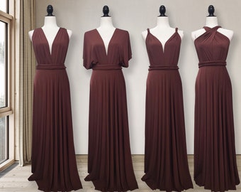 Chocolate Brown Bridesmaid dress, infinity dress, convertible dress, prom dress, multiway dress, party dress, convertible dress