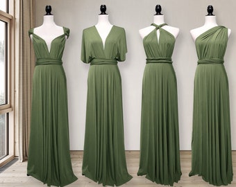 Light Olive Green Bridesmaid Dress infinity dress Convertible Dress Multiway robe De maternité