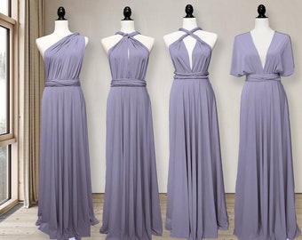 Lilac Grey Bridesmaid Dress convertible wrap dress, Lilac Grey infinity dress Multi-way Wrap Dress Maternity Dress Party Dress