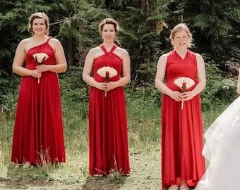 Ruby Red Bridesmaid Dresses, infinity dress, dress dress, convertible dress, maternity dress, bridesmaid gown, party Wedding Dress