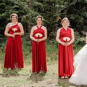 Red white bridesmaid dresses best sale