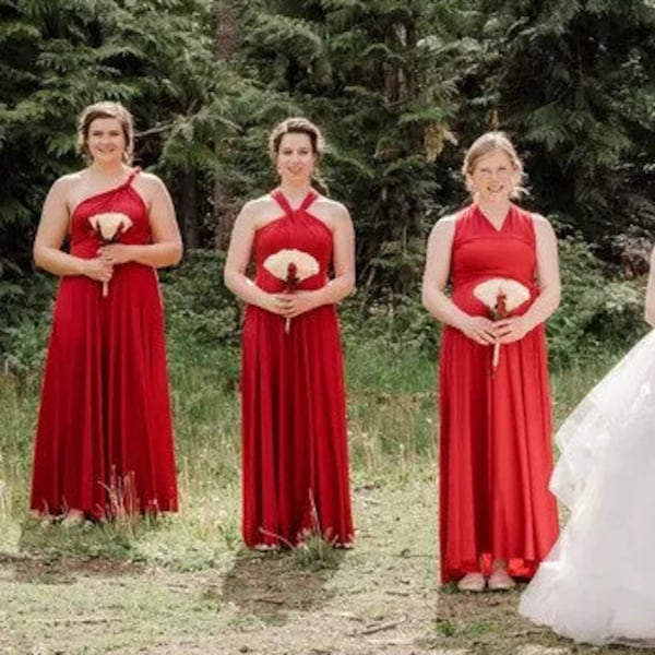 Ruby Red Bridesmaid Dresses, infinity dress, dress dress, convertible dress, maternity dress, bridesmaid gown, party Wedding Dress