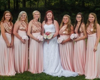 pink and gold wedding bridesmaid dresses